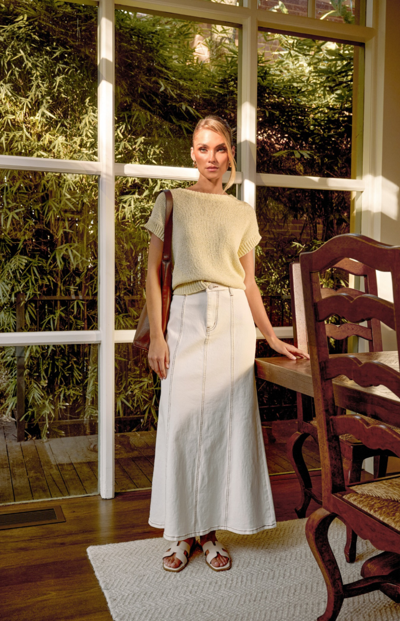 Crochet Cap Sleeves Relaxed Knit Top - Butter