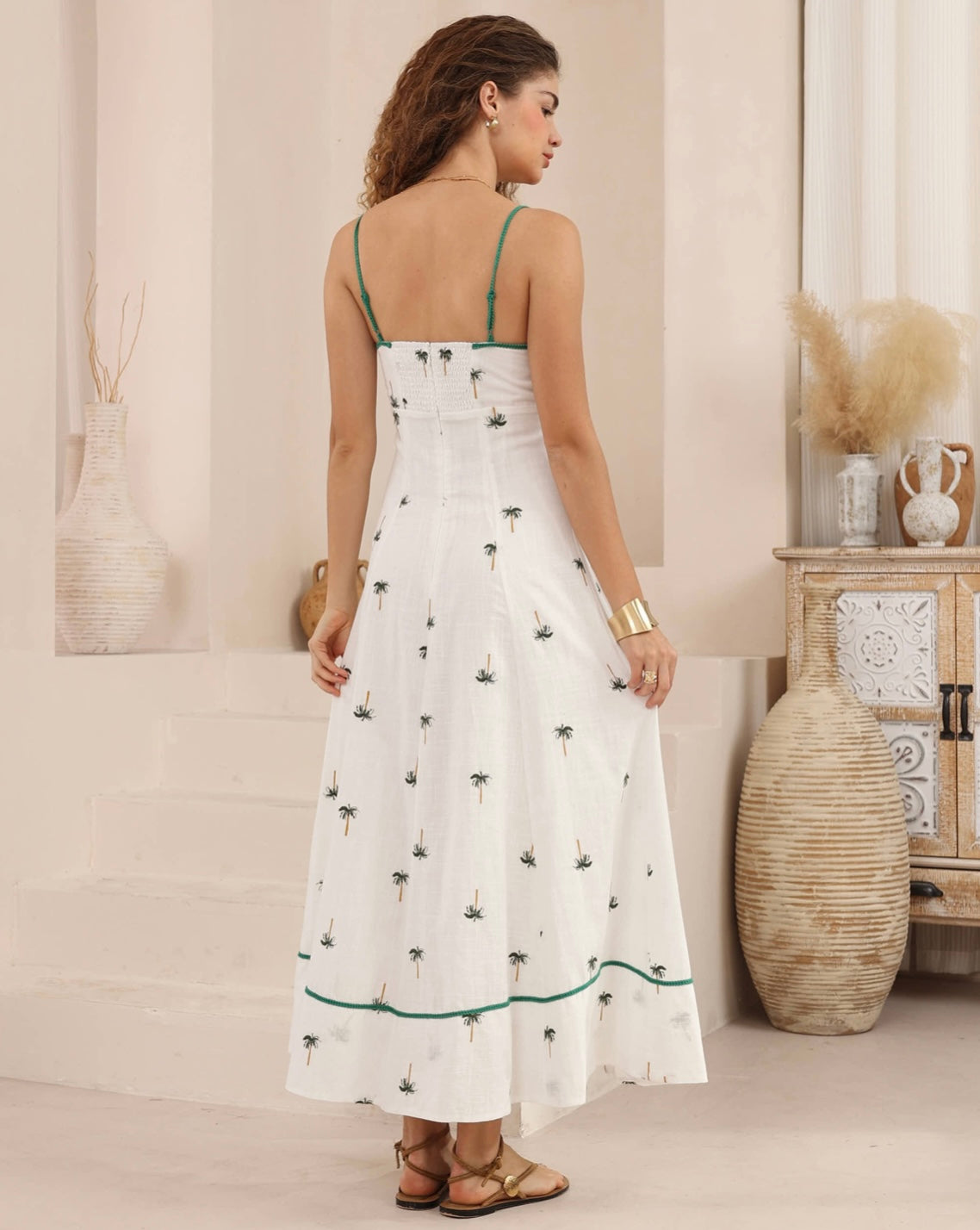 Faith Strappy Empire Waist Maxi Dress - White Palm