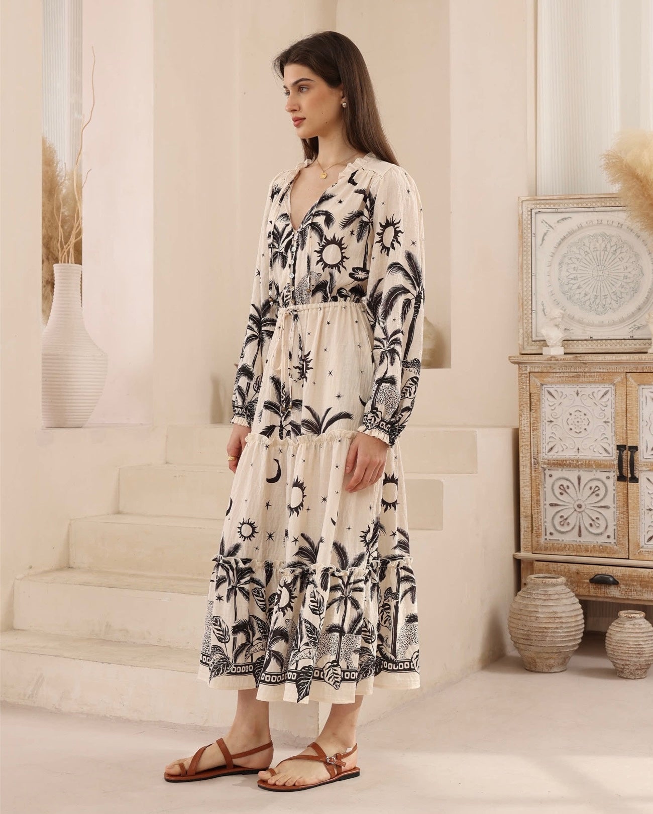Rachel Long sleeve Maxi Dress - Off White