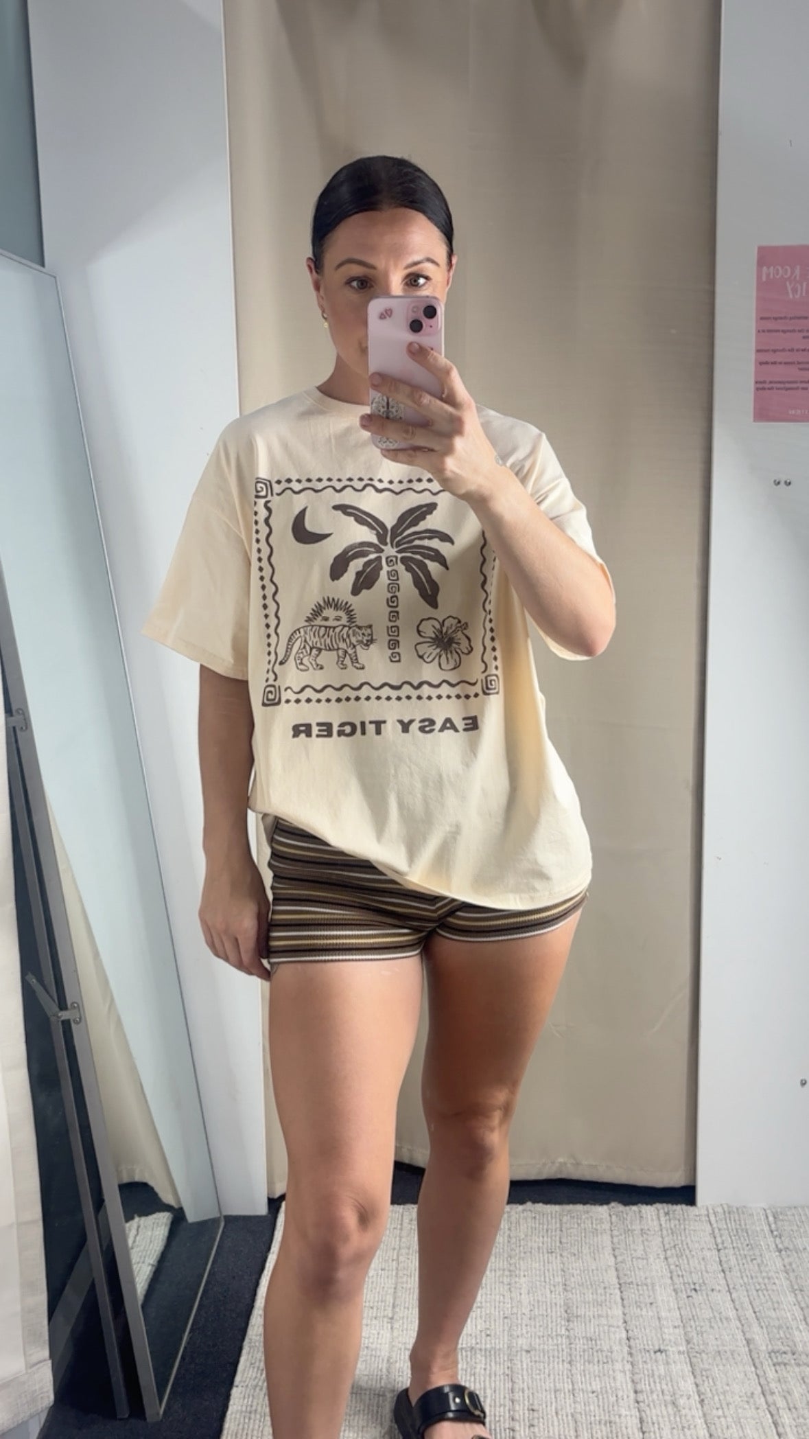 Erin Oversized Tee Shirt & Shorties set - Beige Tiger | By Frankie