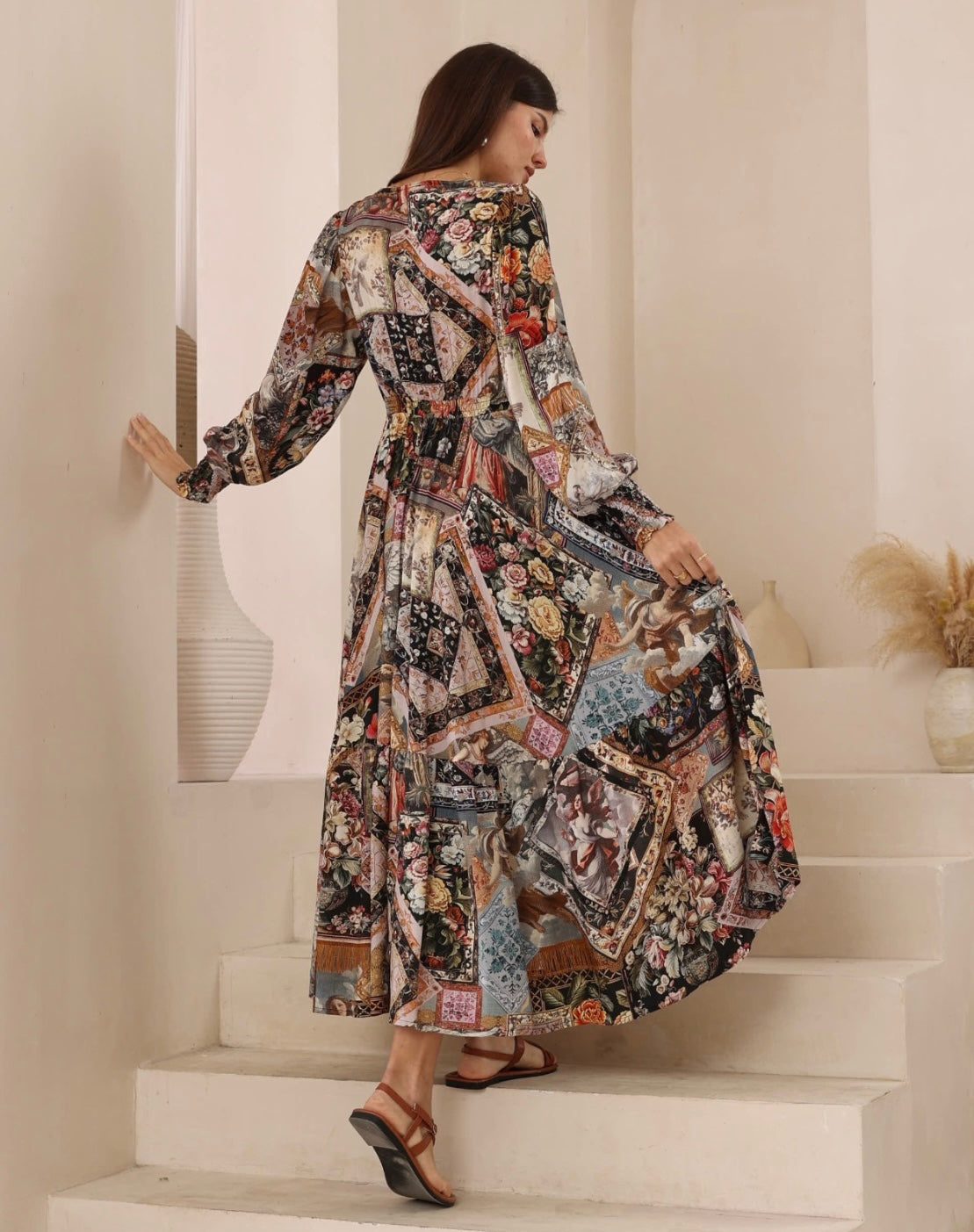 Denise Button Up Maxi Dress - Black Vintage