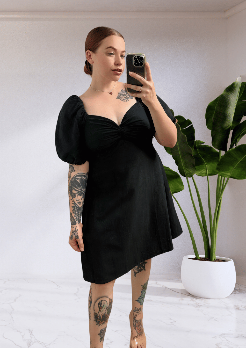 Olivia Twist Mini Dress - Black
