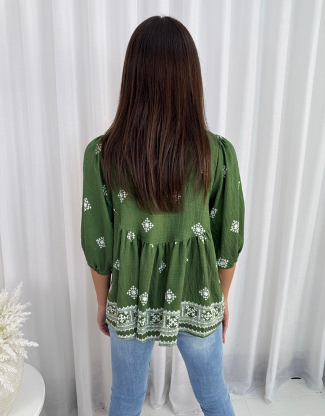 Pip Short Sleeve Button Up Shirt - Green White