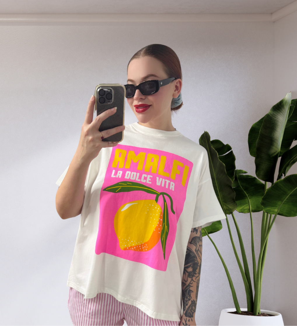 Mya By Frankie Oversized Tee T-Shirt - Amalfi Pink White