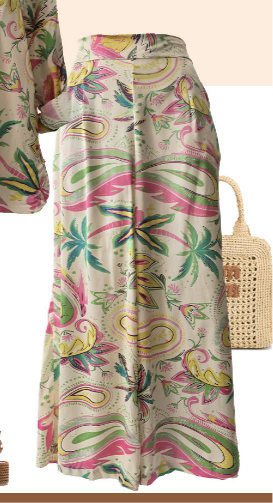 Vacation Wide Leg Pants - Pink Holiday