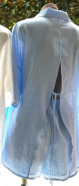 Maria Open Back Button Up Shirt & Shorts Set - Blue | By Frankie