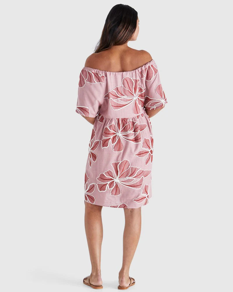 Finley Off The Shoulder Mini Dress - Pink / Red