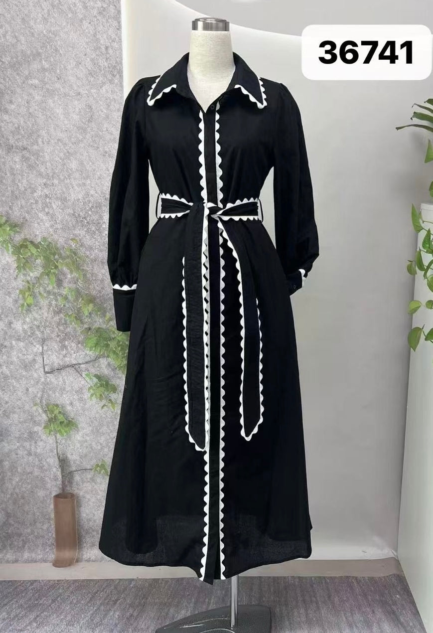Jasmine Long Sleeve Button Up Maxi Dress - Black RIC RAC