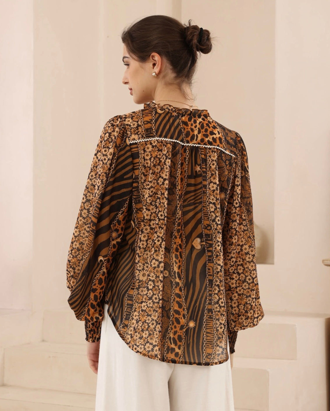 Susan Button Up Long Sleeve Shirt - Leopard