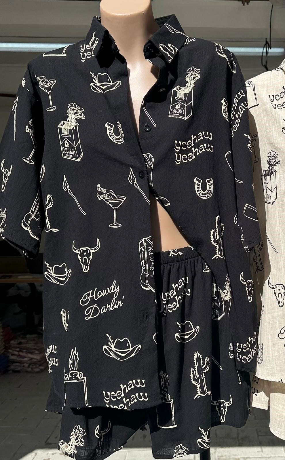 Taya By Frankie Shirt & Shorts Set - Howdy Darlin Black