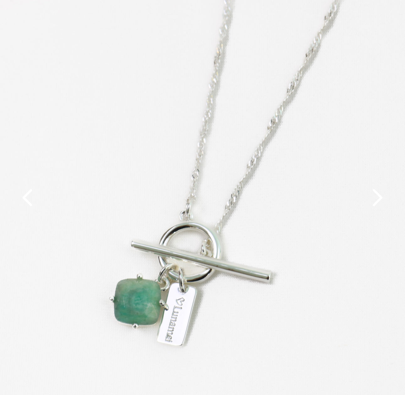 Pure Necklace in Silver with Green Line Jasper | LOVE LUNAMEI