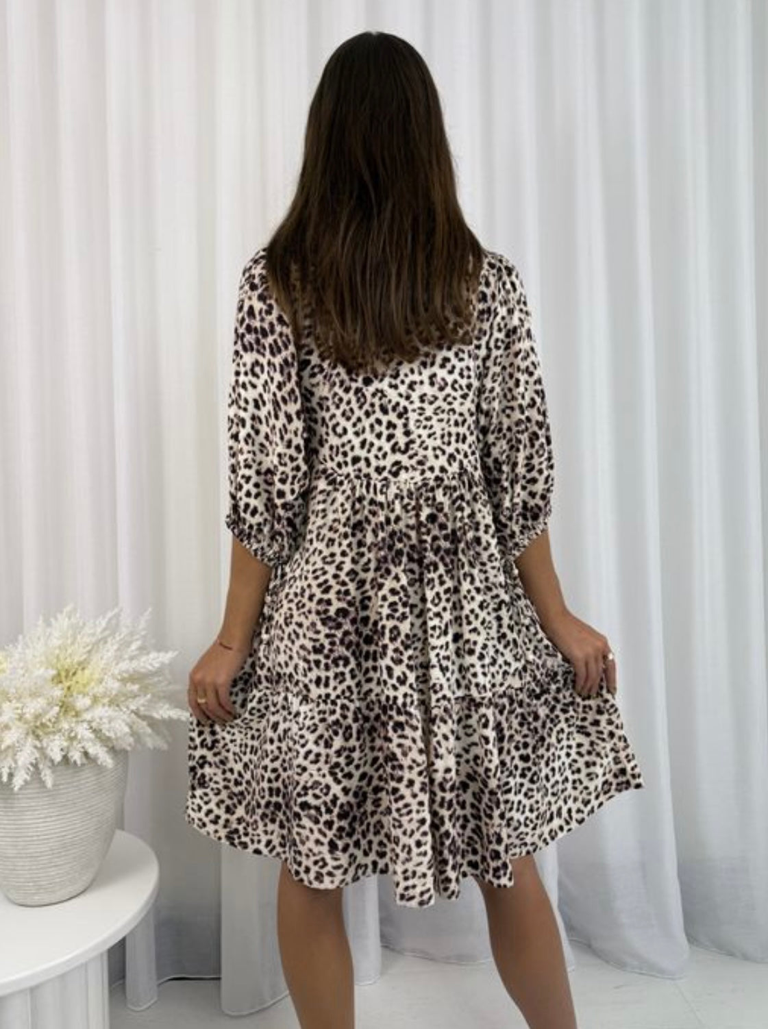 Poppy button Up Mini Dress - Leo Print