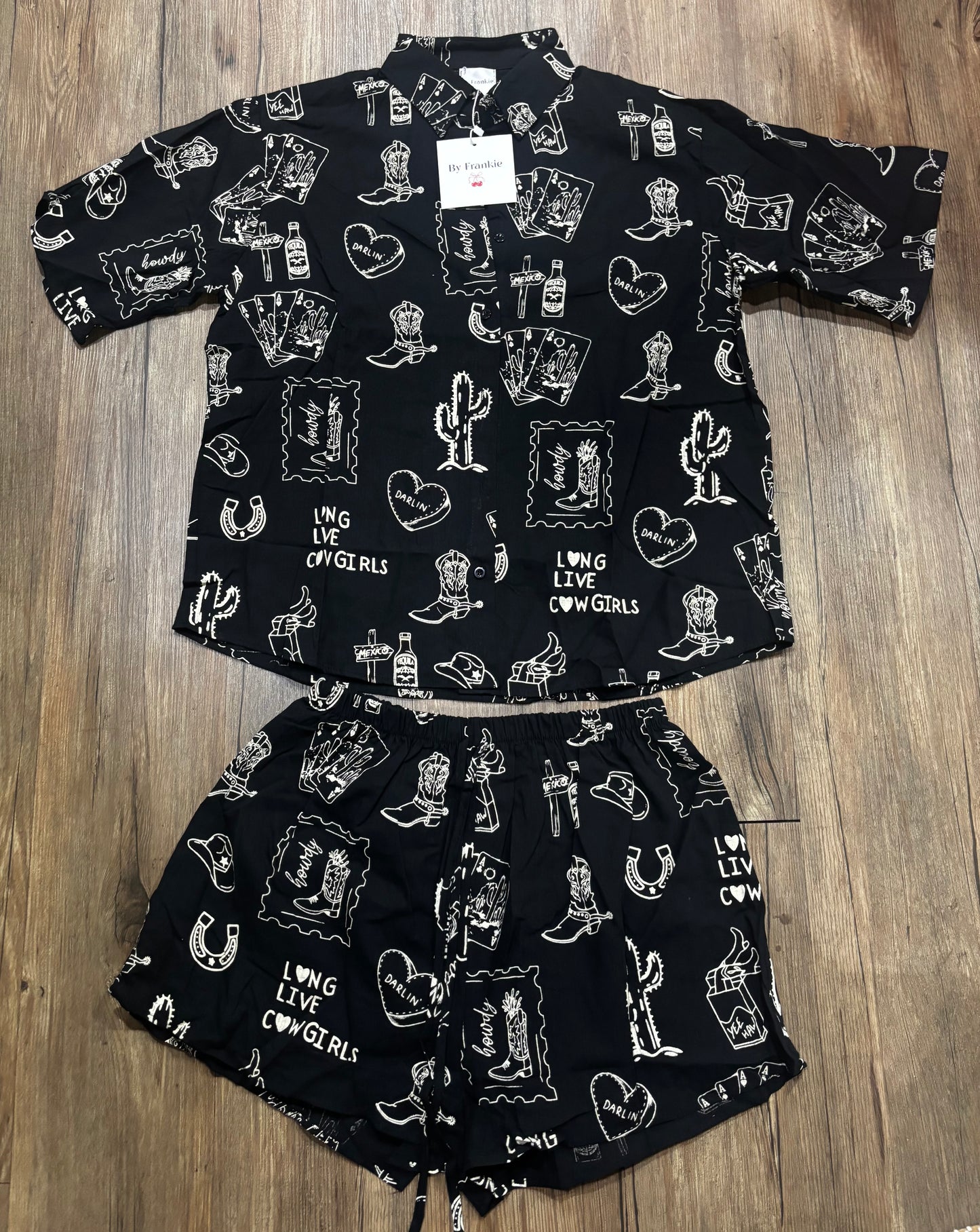 Taya Button Up Shirt & Shorts - Black Long Live Cowgirls | By Frankie