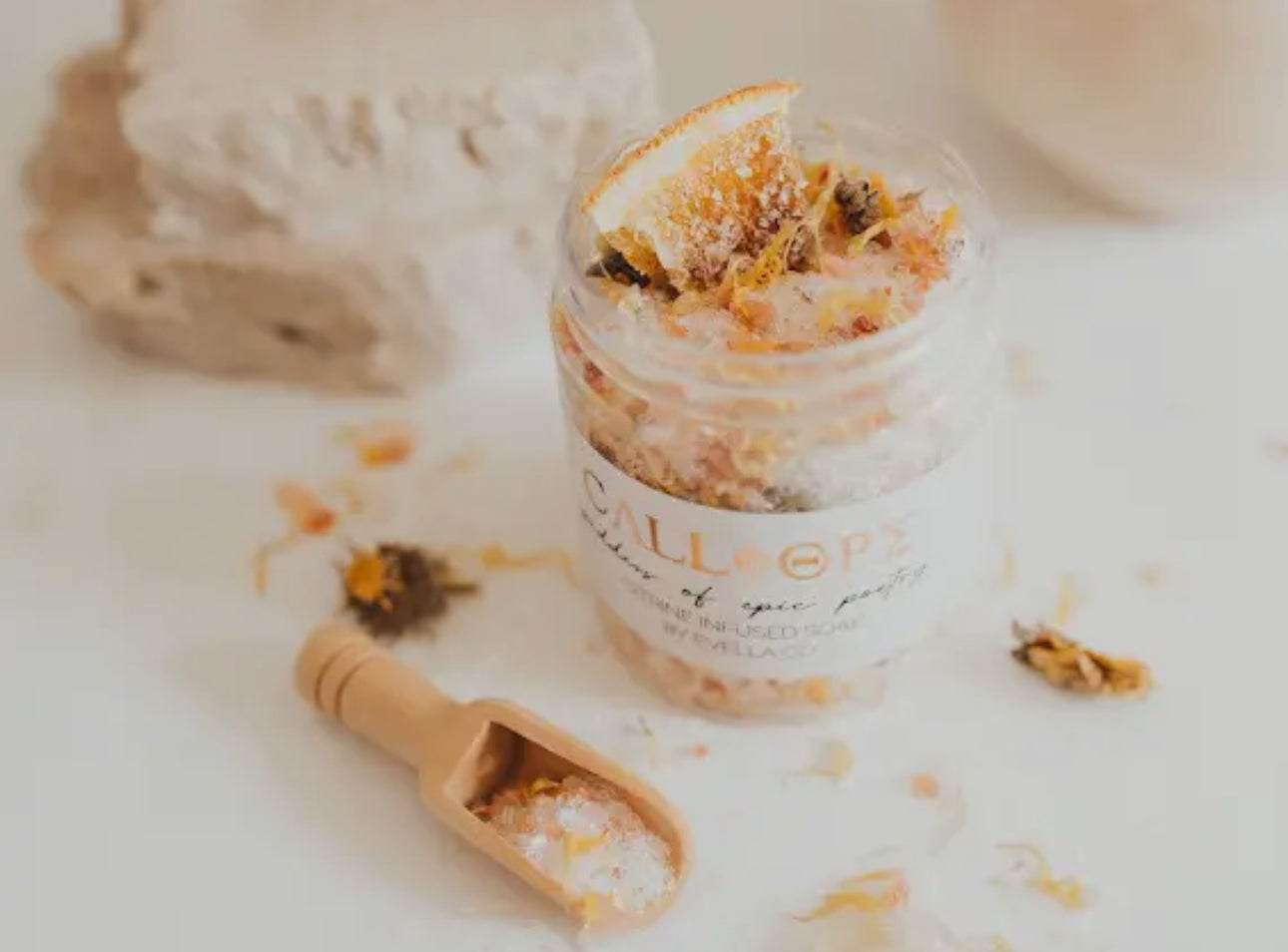 CALLIOPE | goddess of epic poetry | crystal infused bathsoak | Evella Co