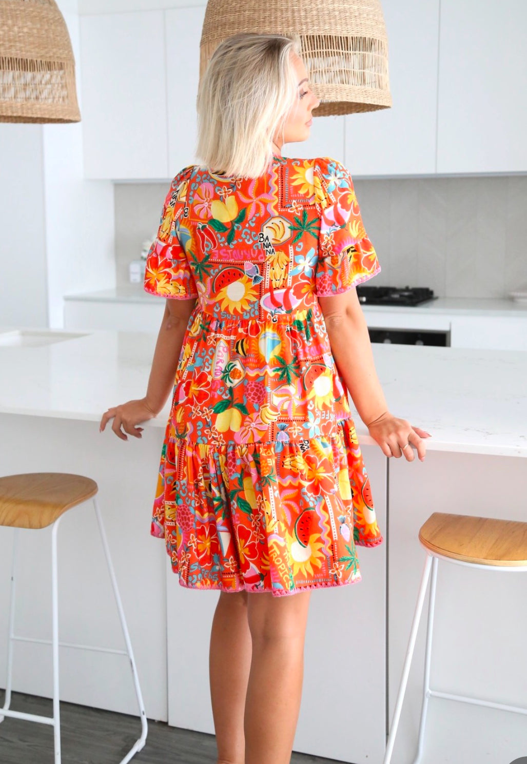 Grace Short Sleeve Mini Dress - Orange