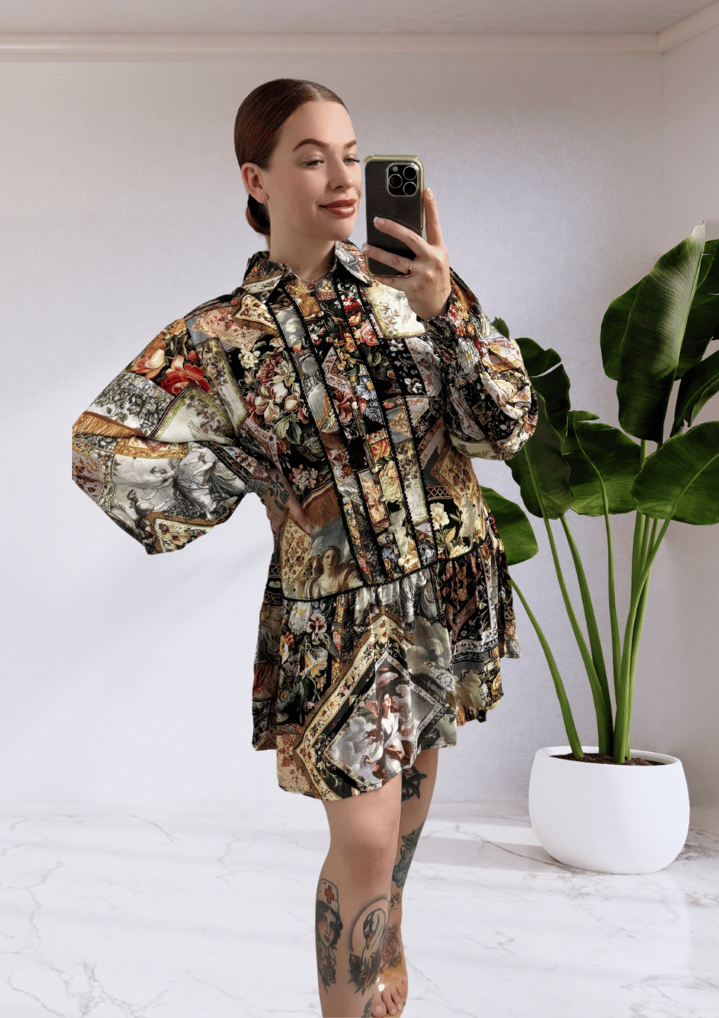 Jody Long Sleeve Mini Dress - Black Vintage