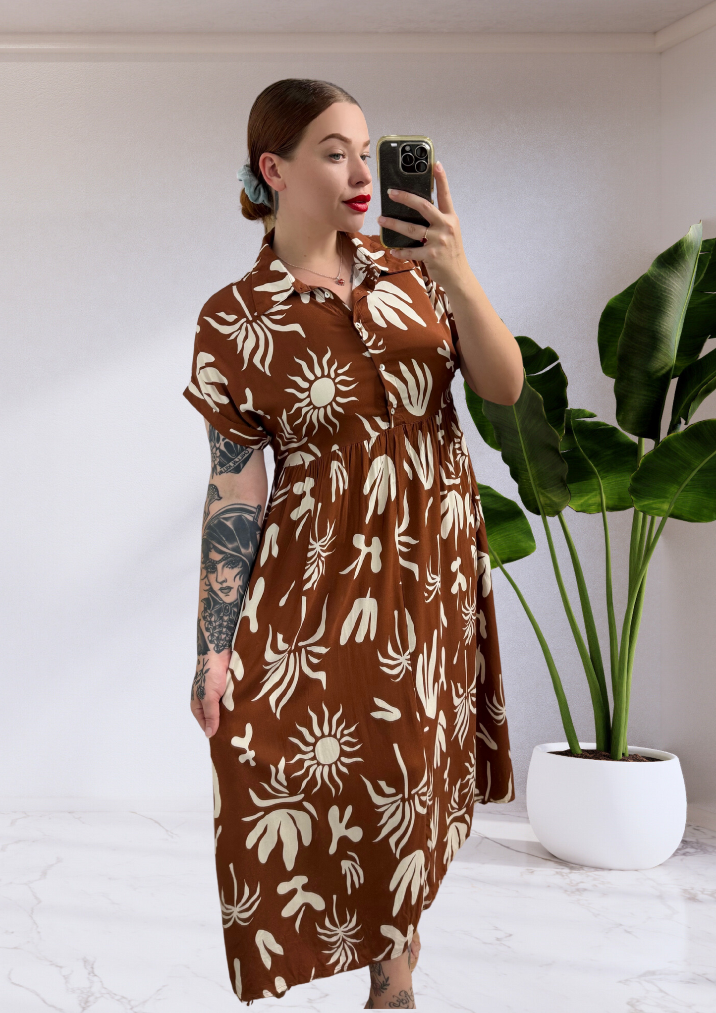 Elsie Button Up Bust Maxi Dress - Tan