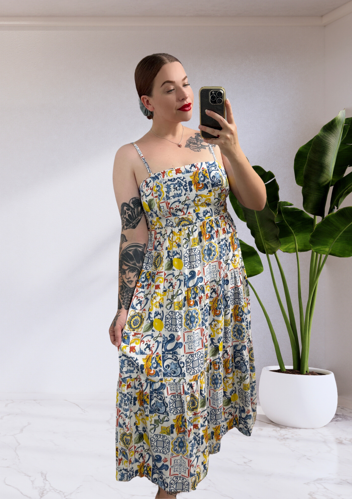Ellie Sleeveless Midi Dress - Moroccan Tiles
