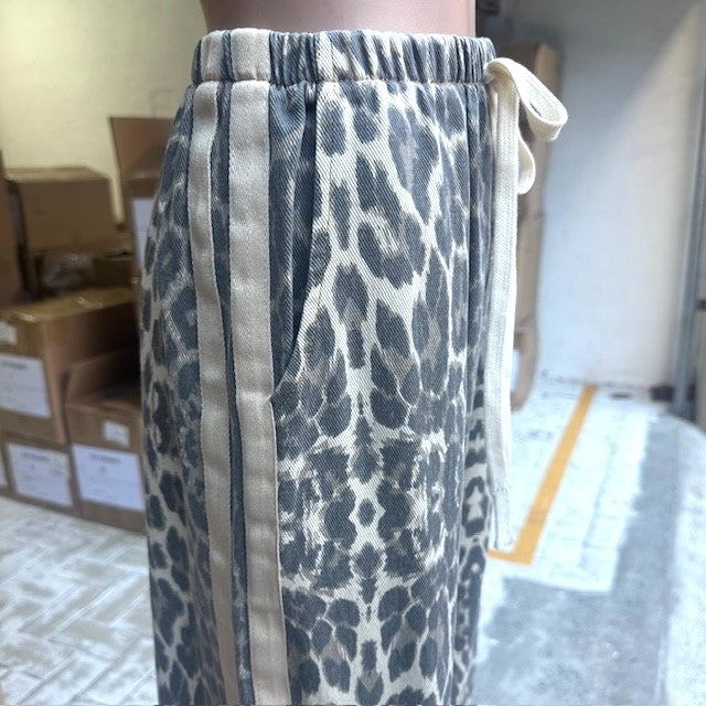 Daphne Denim Racer Long Pants - Light Leopard | By Frankie