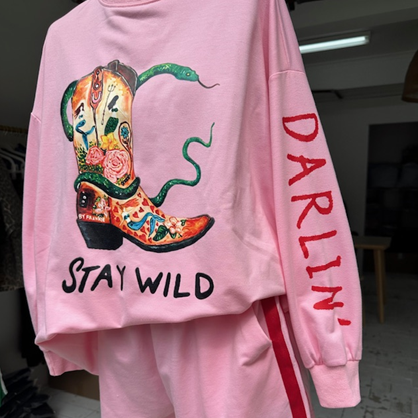 Nova Long Sleeve Top & Shorts Set Pink Boots Stay Wild | By Frankie