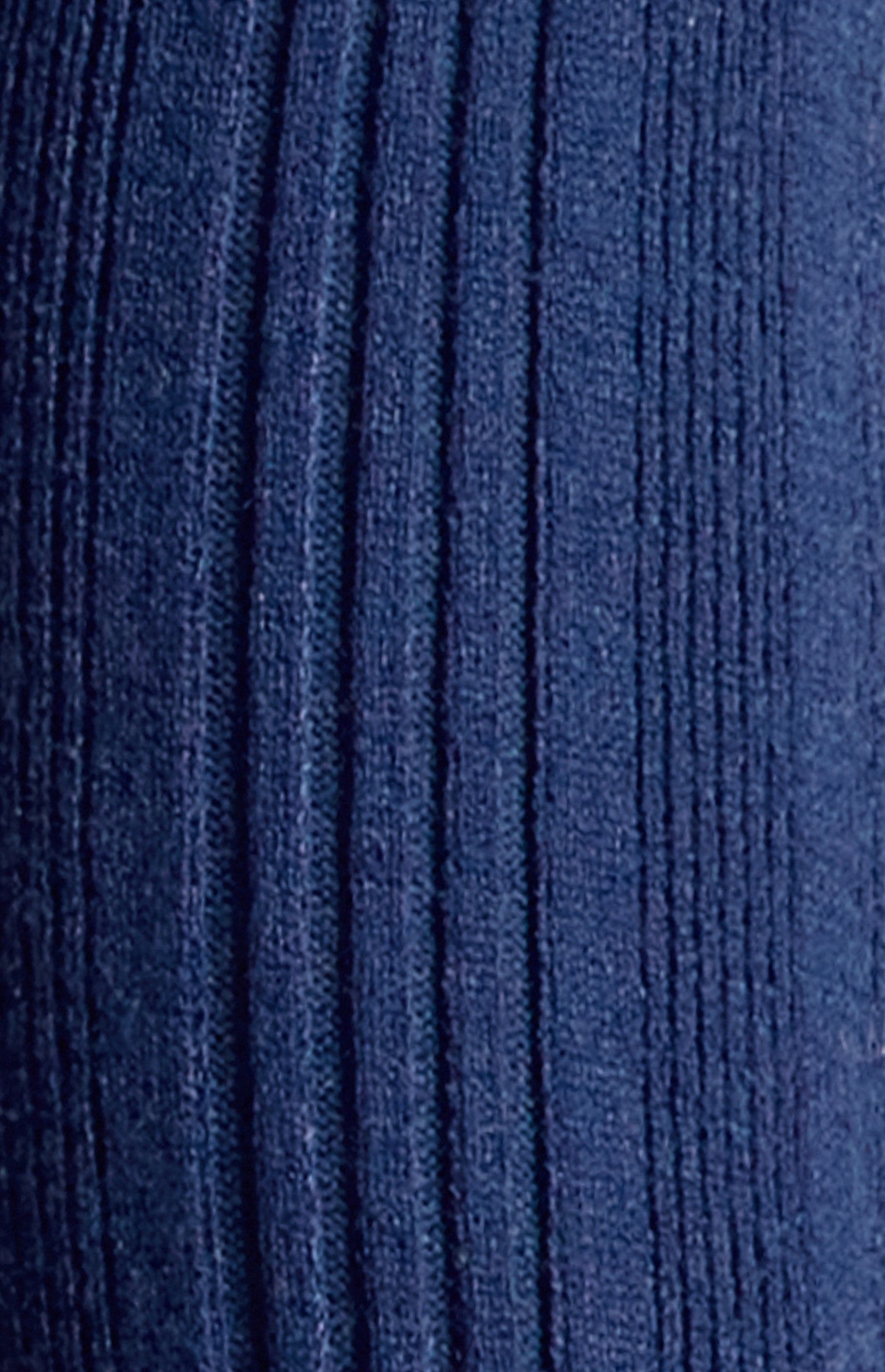 Double Front Tie Lettuce Edge Detail Knit Top - Navy