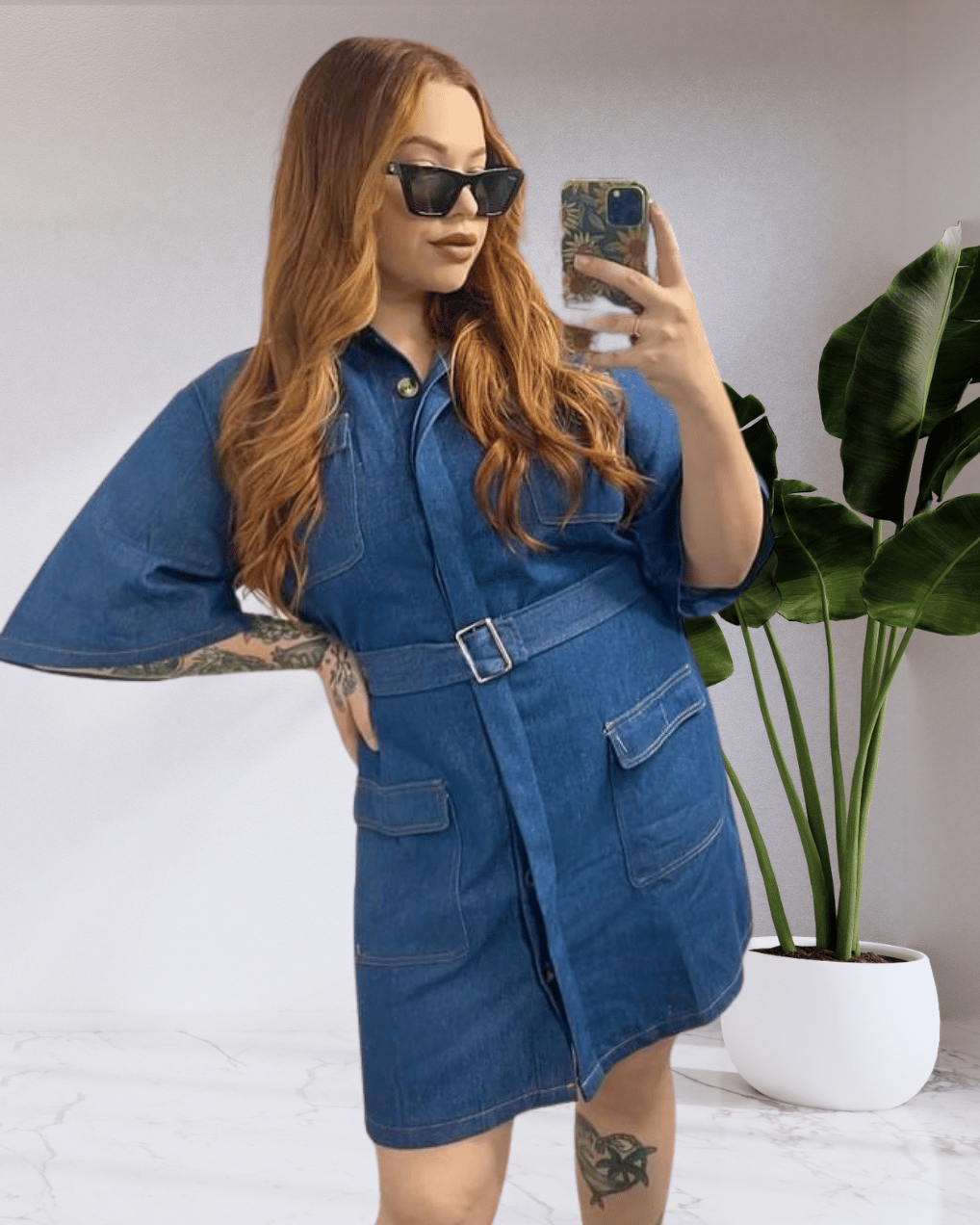 Jenna by Frankie Button Up Mini Dress - Dark Denim