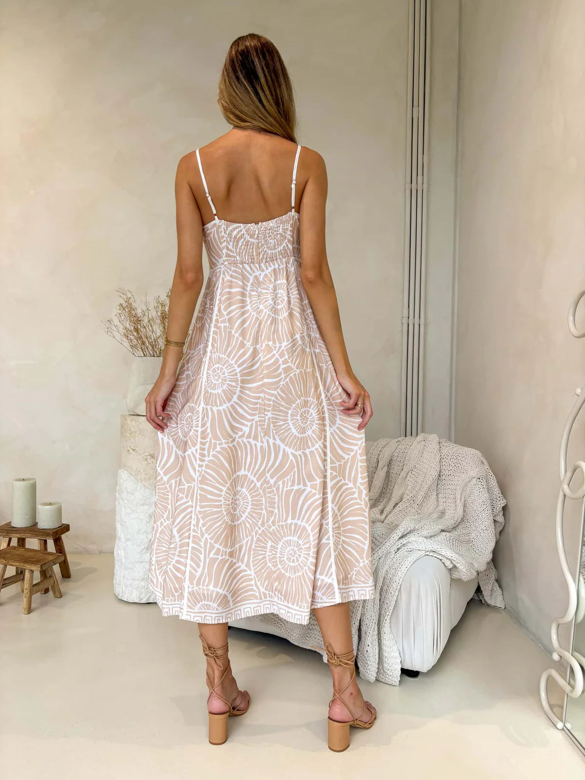 Juniper Sleeveless Midi Dress - Beachcomber Print