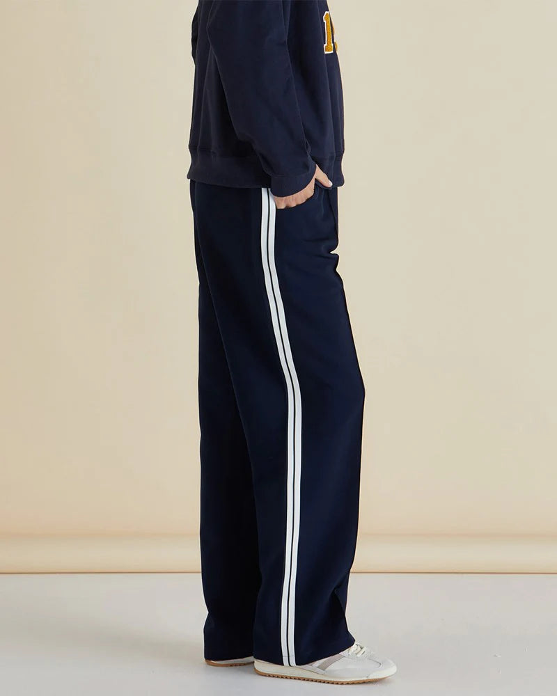 Maddison Jogger Pants - Navy White Stripe