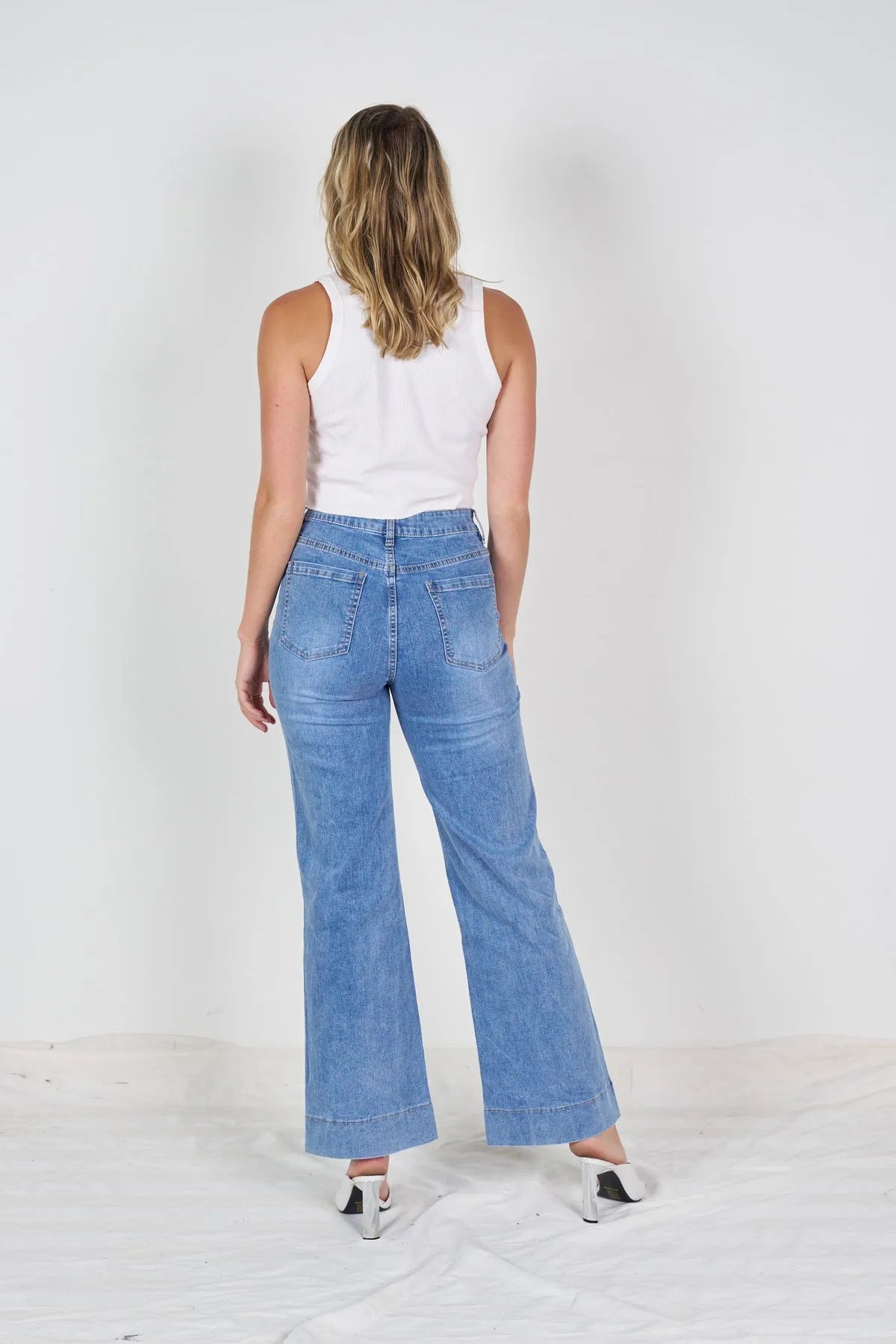 Polly Patch Pocket Denim Jeans - Mid Blue