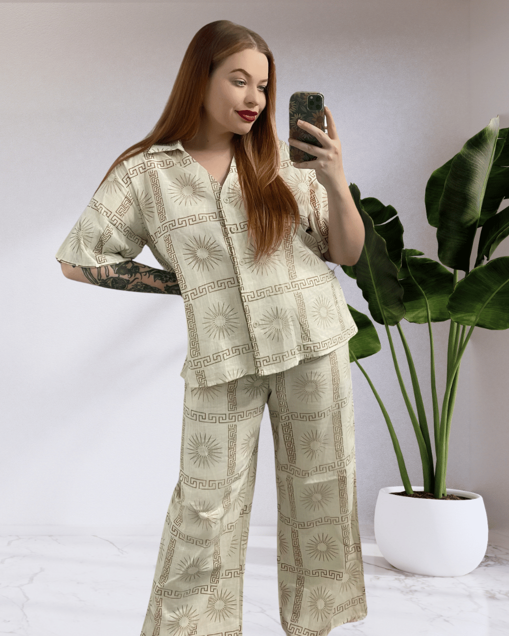 Sunny By Frankie Shirt & Long Pants Set - Sun Beige Tan