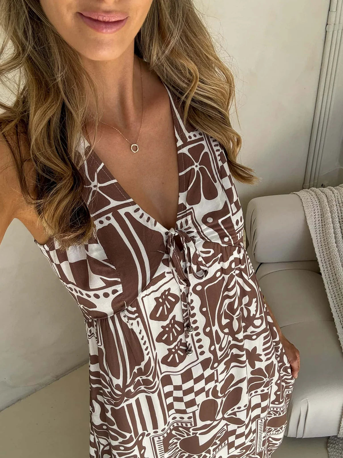 Peyton Sleeveless Maxi Dress Truffle Print