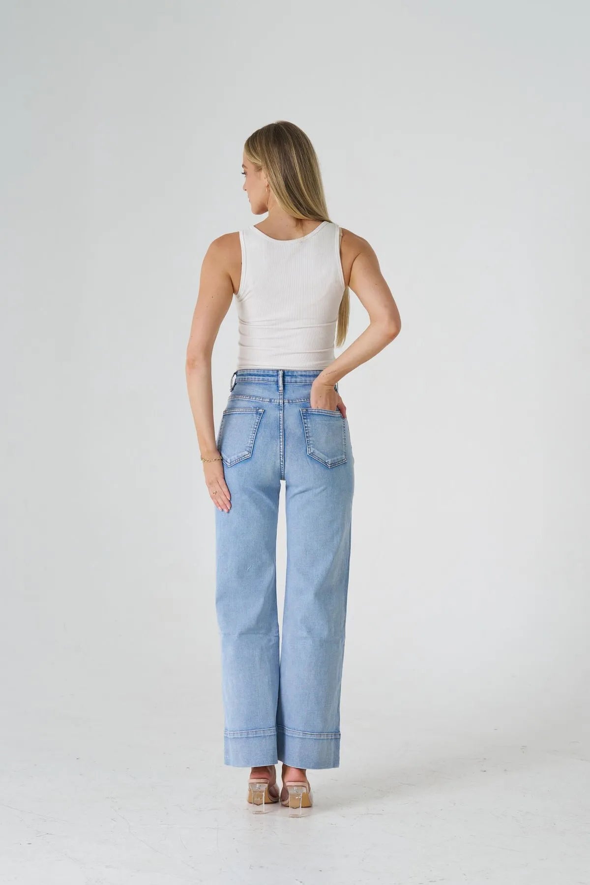 Polly Patch Pocket Denim Jeans - Light Blue