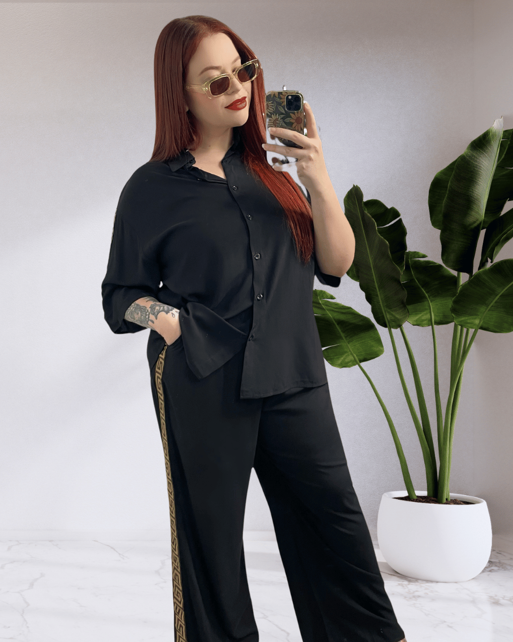 Gretty By Frankie Shirt & Pants Set - Black