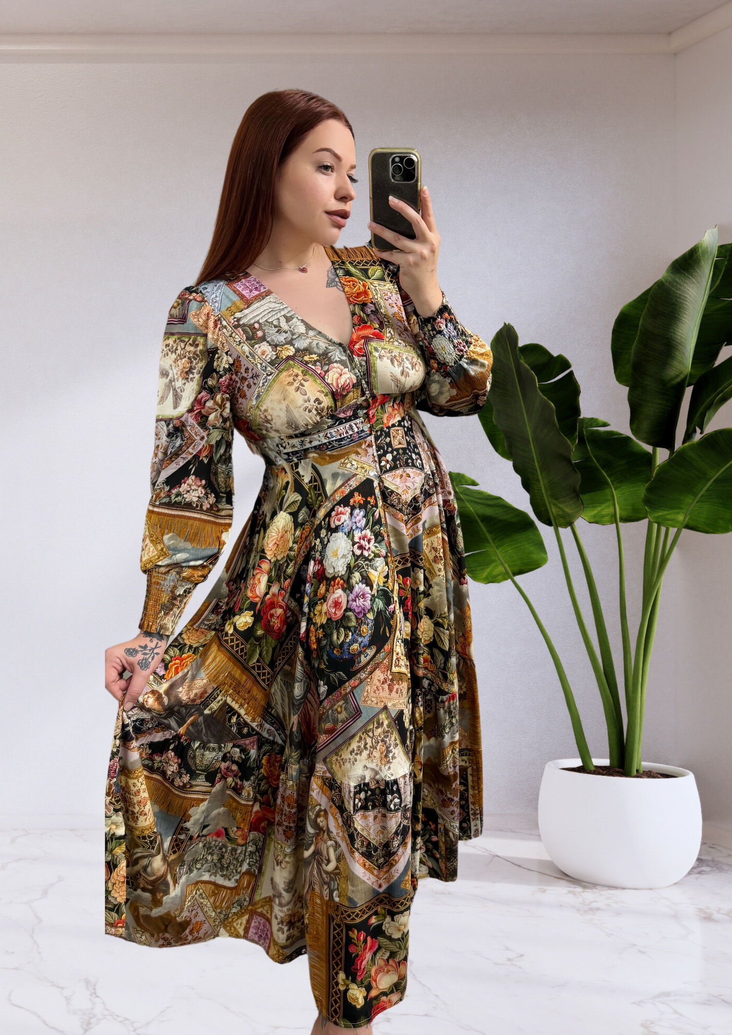 Denise Button Up Maxi Dress - Black Vintage