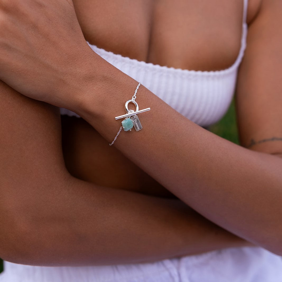 Healing Bracelet in Silver with Green Line Jasper | LOVE LUNAMEI