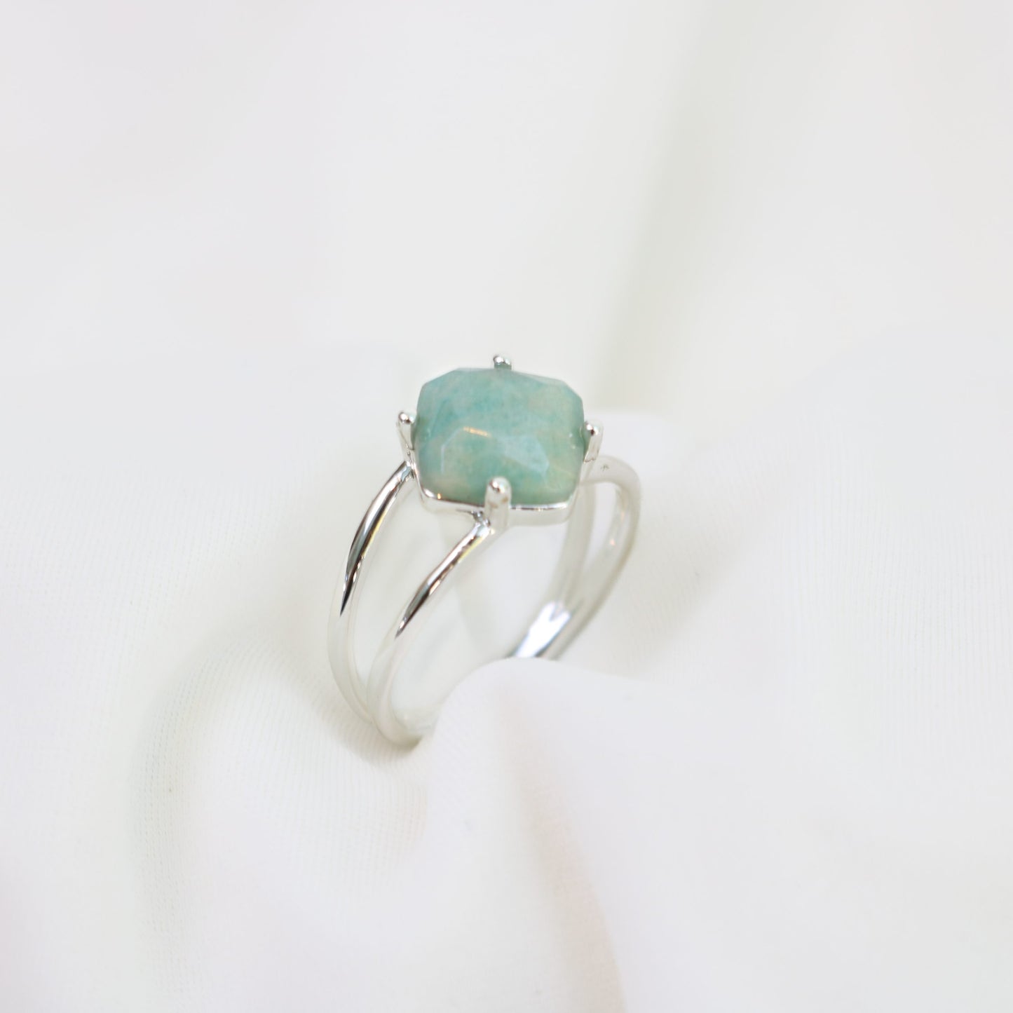 Calming Ring in Silver with Green Line Jasper | LOVE LUNAMEI