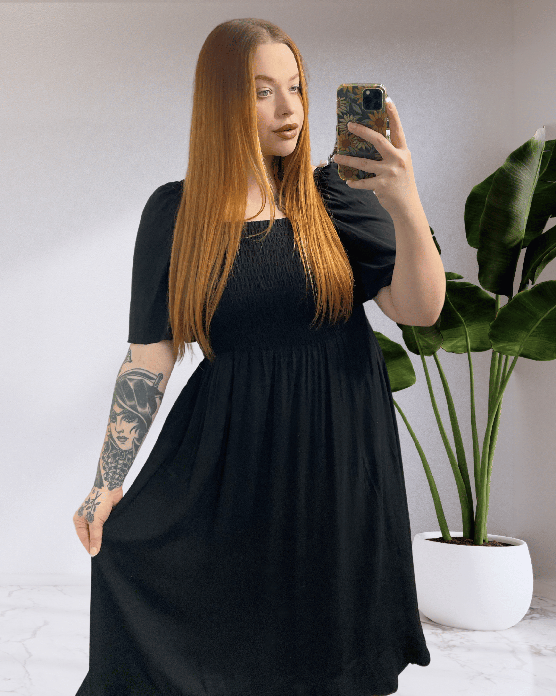 Shae Shirred Bust Middi Dress - Black