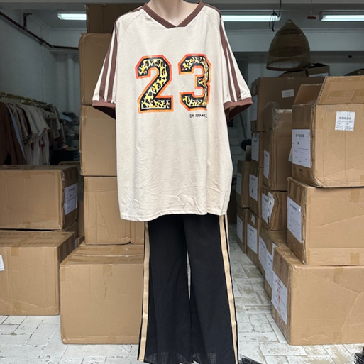 Nova Short Sleeve Top & Long Racer Pants Set - 23 Beige/Brown | By Frankie