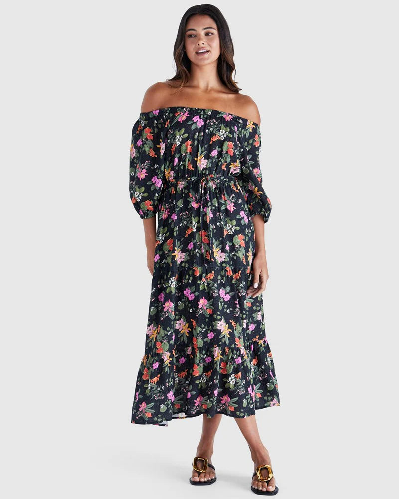 Beckett Off The Shoulder Maxi Dress - Night Garden