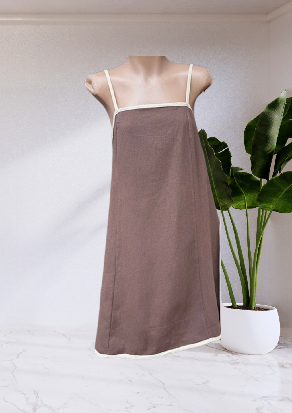 Stella Slip Cotton Mini Dress - Choc Brown Denim | By Frankie