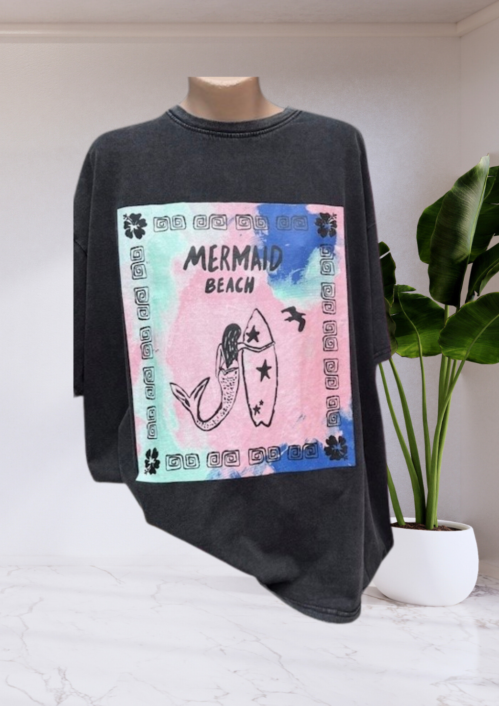 Mya Oversized T-Shirt - Black Mermaid Beach
