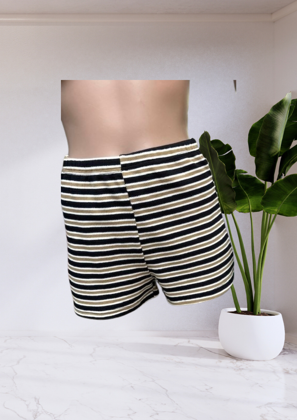 Shorties Stripe Mini Shorts - Black/Toffee | By Frankie