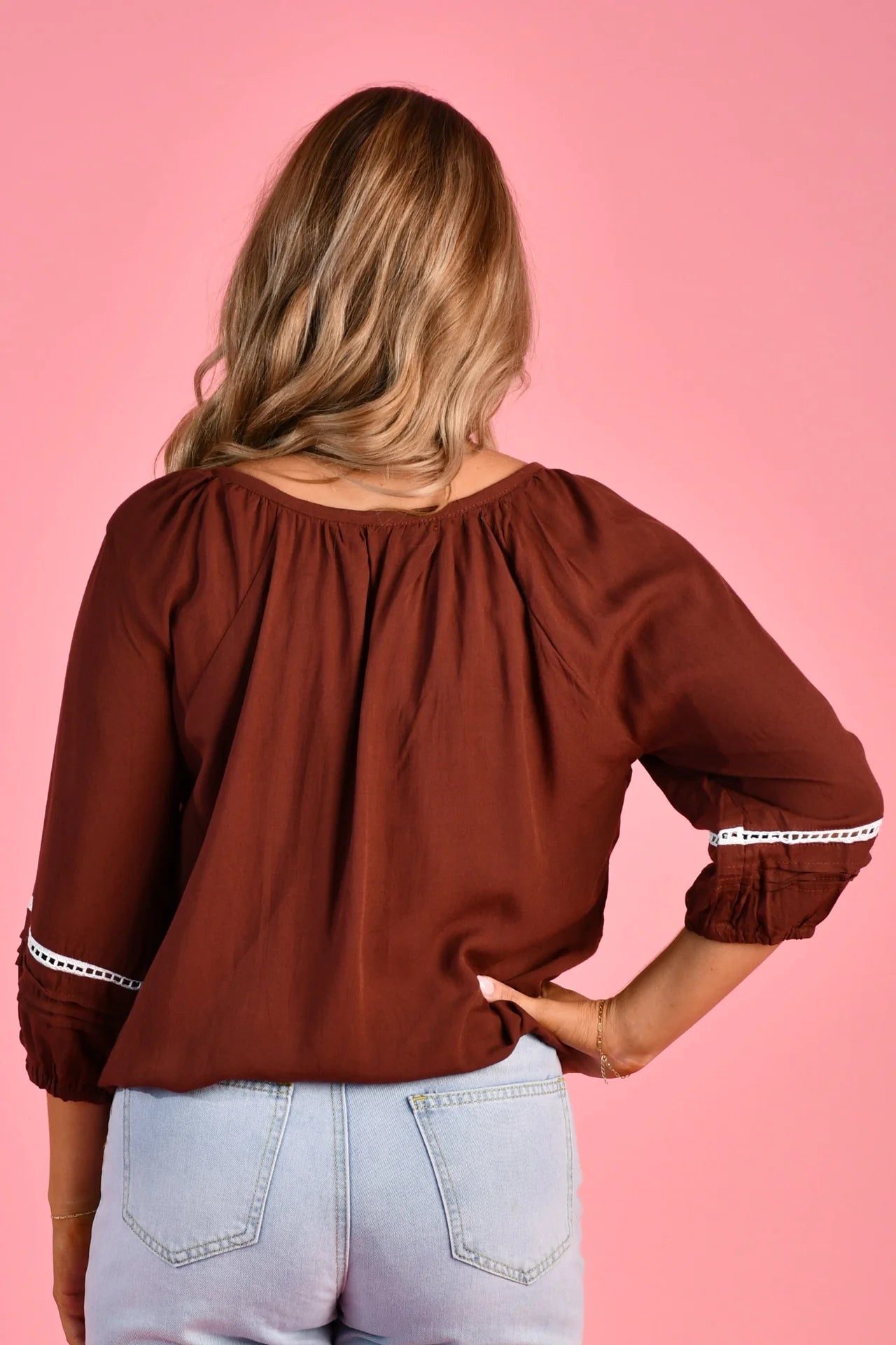 Milkmaid Top Button Up Top - Chocolate