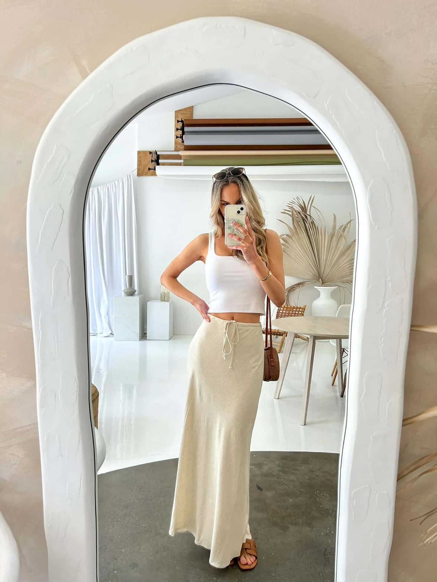 KORA LINEN MAXI SKIRT - NATURAL