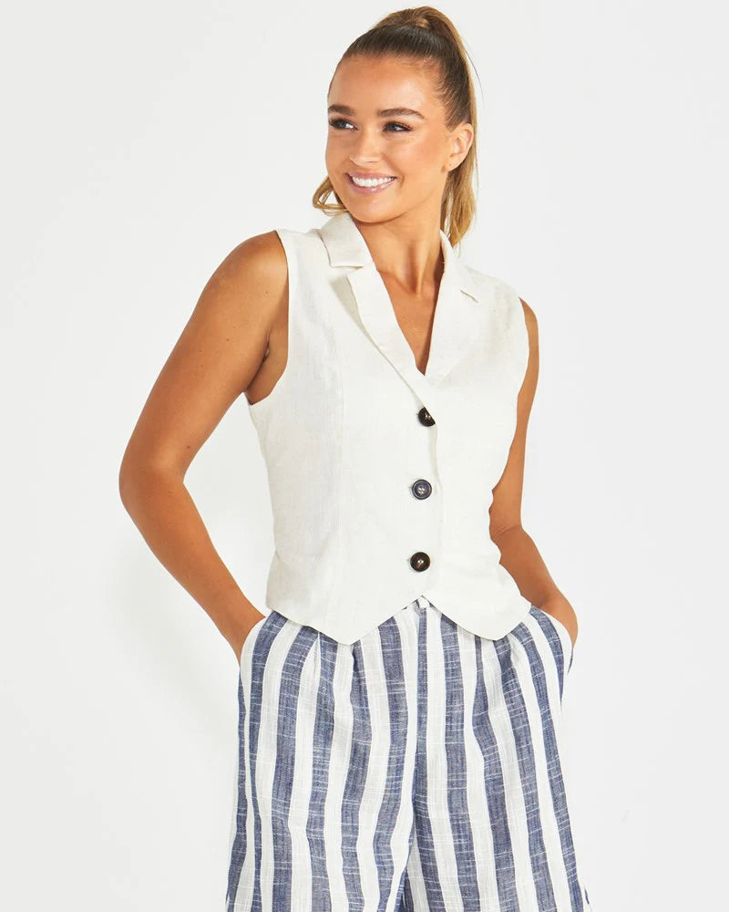 HARLEY VEST SHIRT TOP - OATMEAL