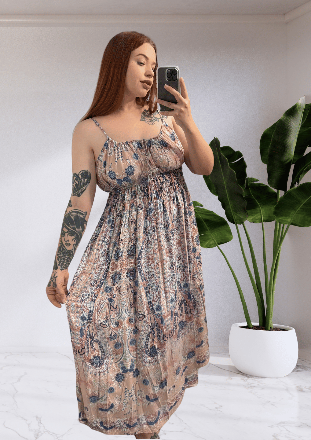 Mumbai Boho Midi Dress - Pink