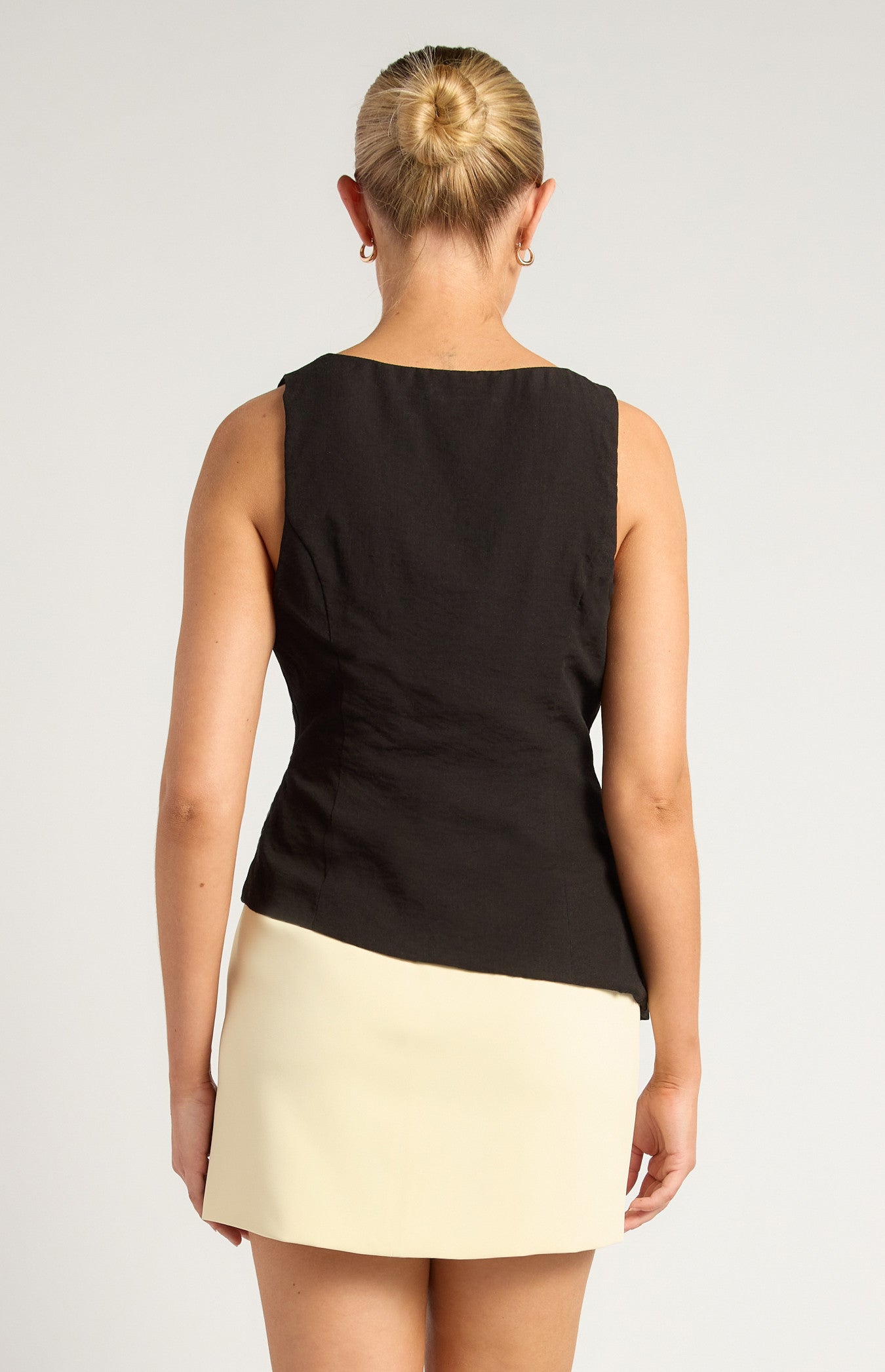 Textured Fabric Wrap Top With Beaded Toggles Shirt - Black