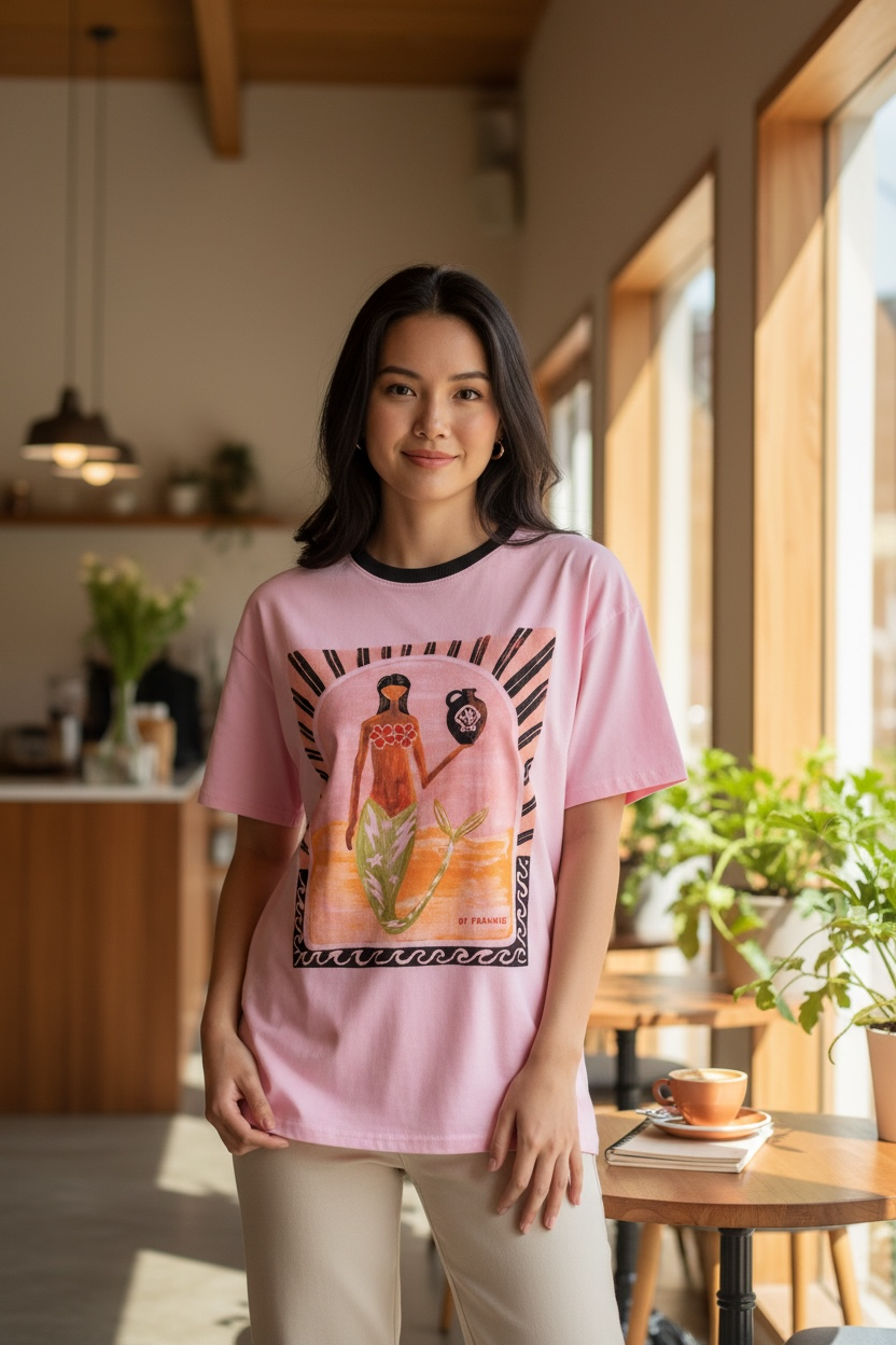 Mya Oversized Tee T-Shirt Pink Mermaid Vase