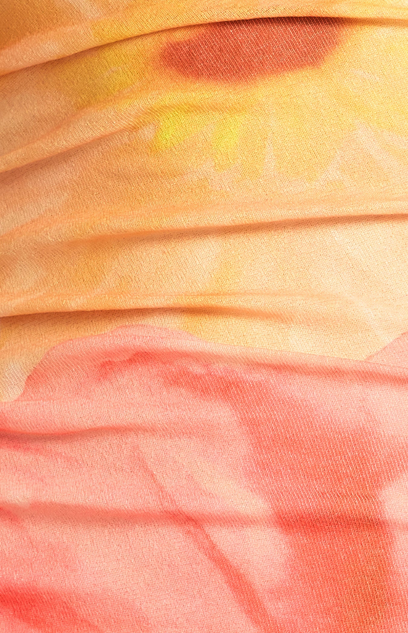 Floral Print Asymmetric Neckline Tissue Jersey Maxi Dress - Coral Yellow