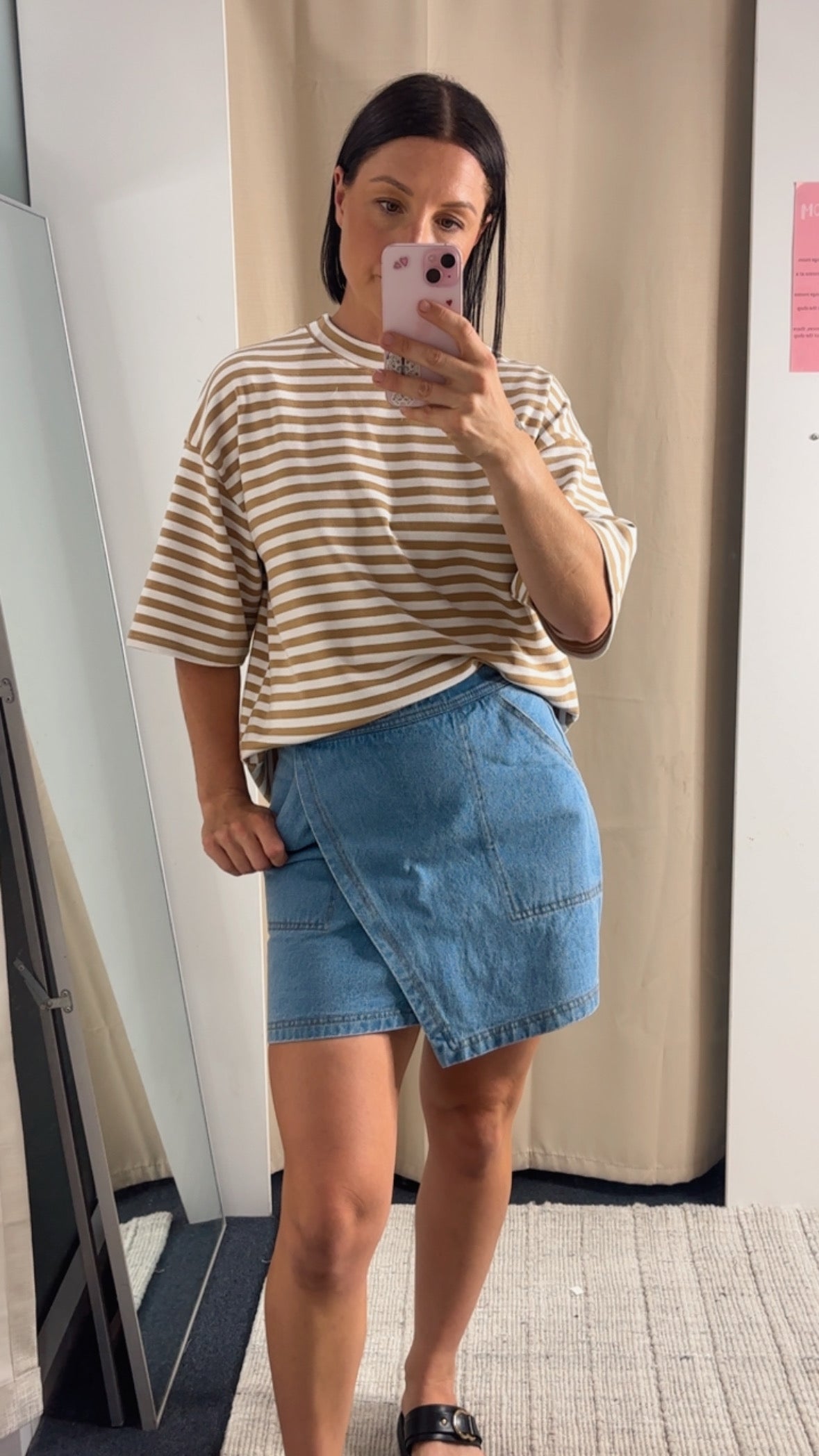 Carmen Oversized Stripe T-Shirt - Beige